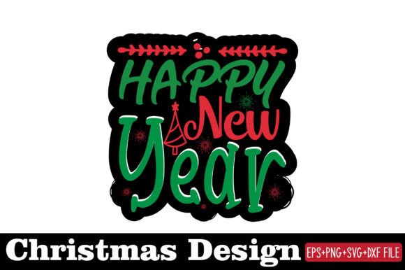 Christmas Sticker, Happy New Year: Graphics & Crafts for Branding